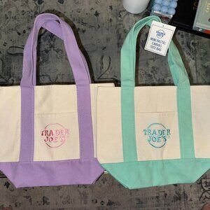 Trader Joes Pastel Mini Canvas Tote Bag